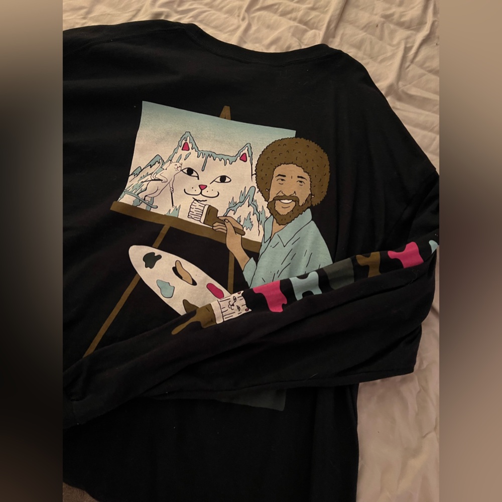 UNISEX Bob Ross long sleeve shirt Rip N Dip